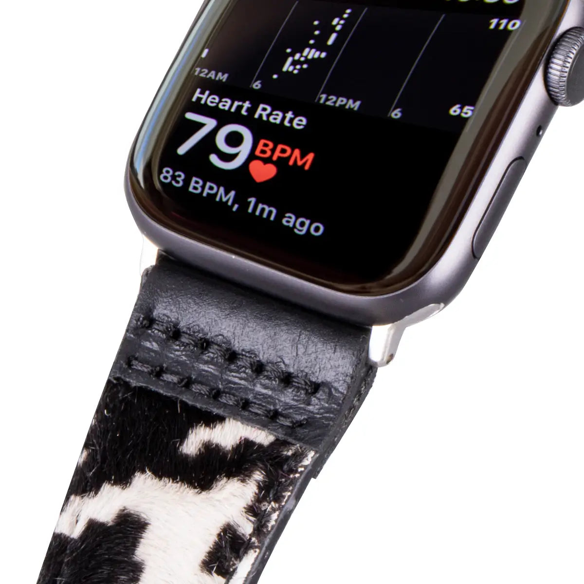 Black Leopard Pattern Leather Sport Apple Watch Band