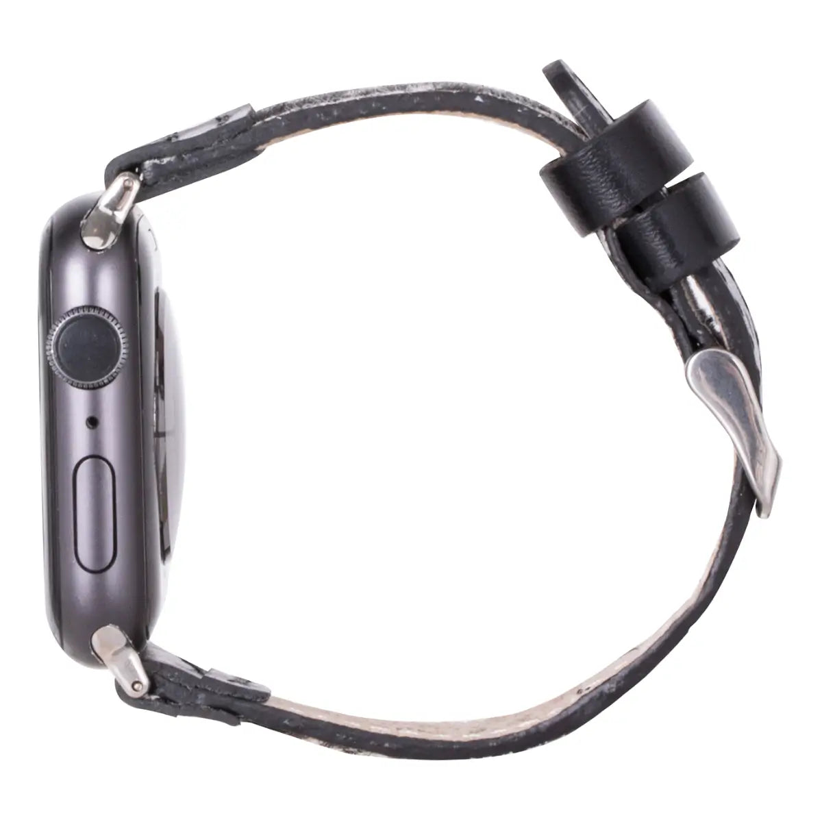 Black Leopard Pattern Leather Sport Apple Watch Band