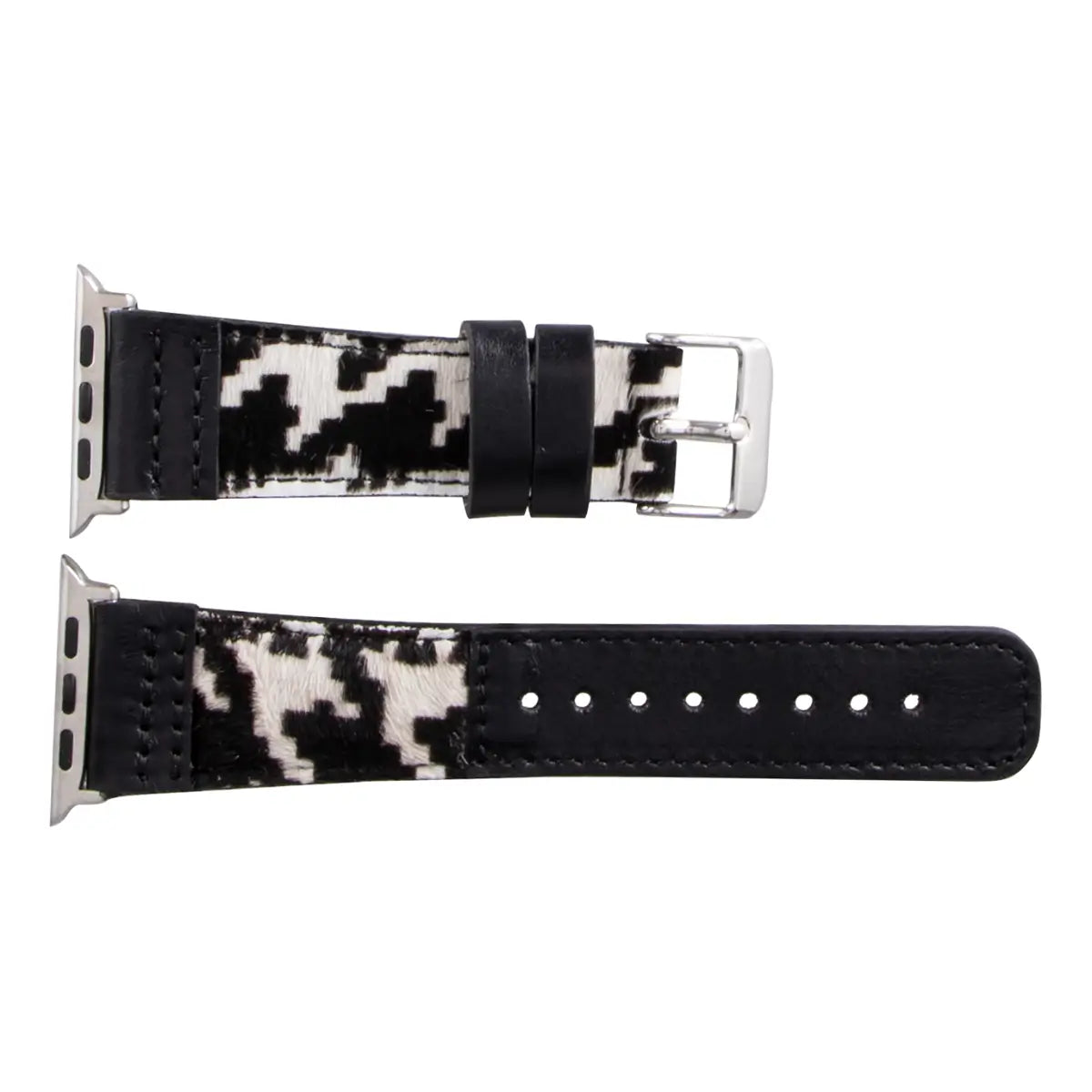 Black Leopard Pattern Leather Sport Apple Watch Band