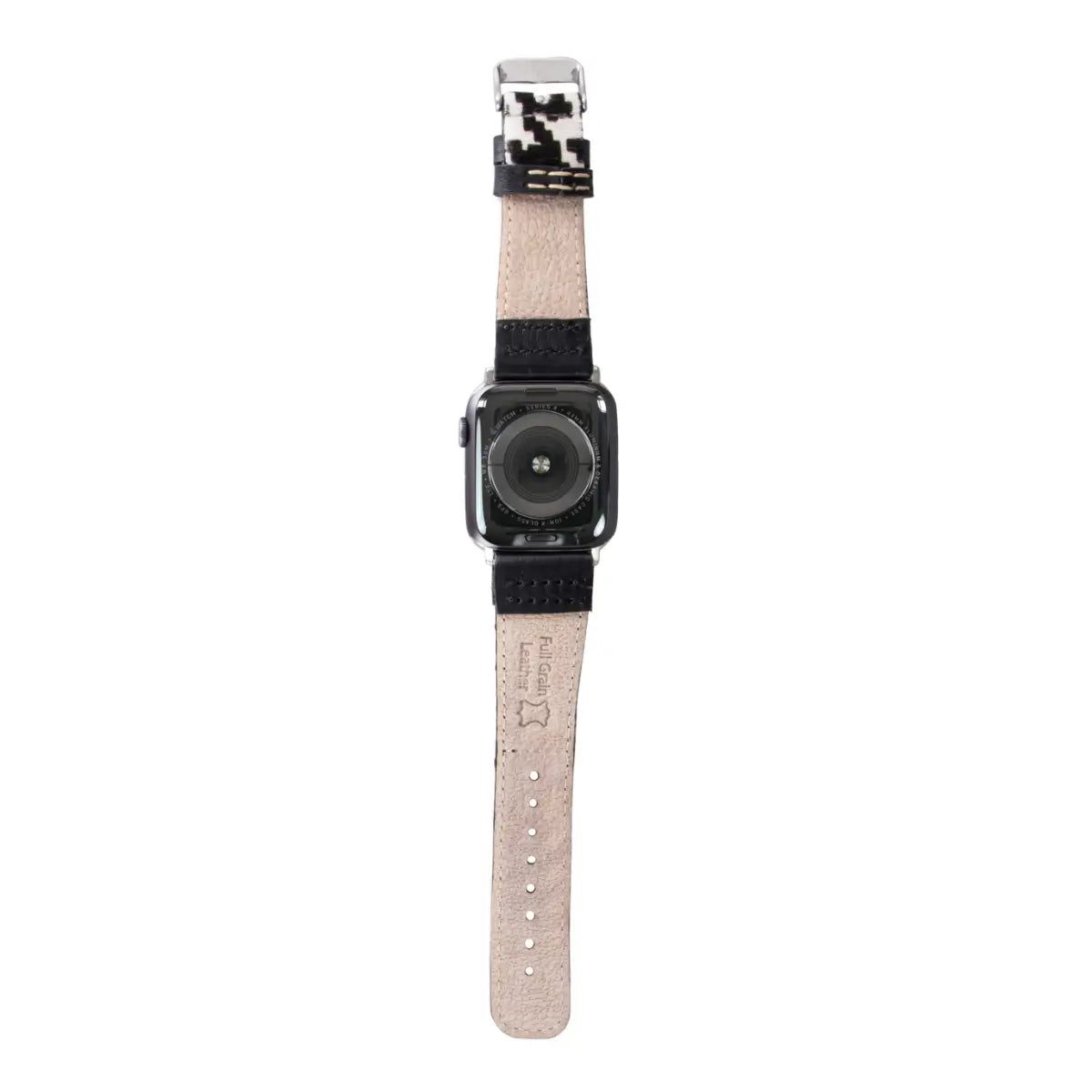 Black Leopard Pattern Leather Sport Apple Watch Band