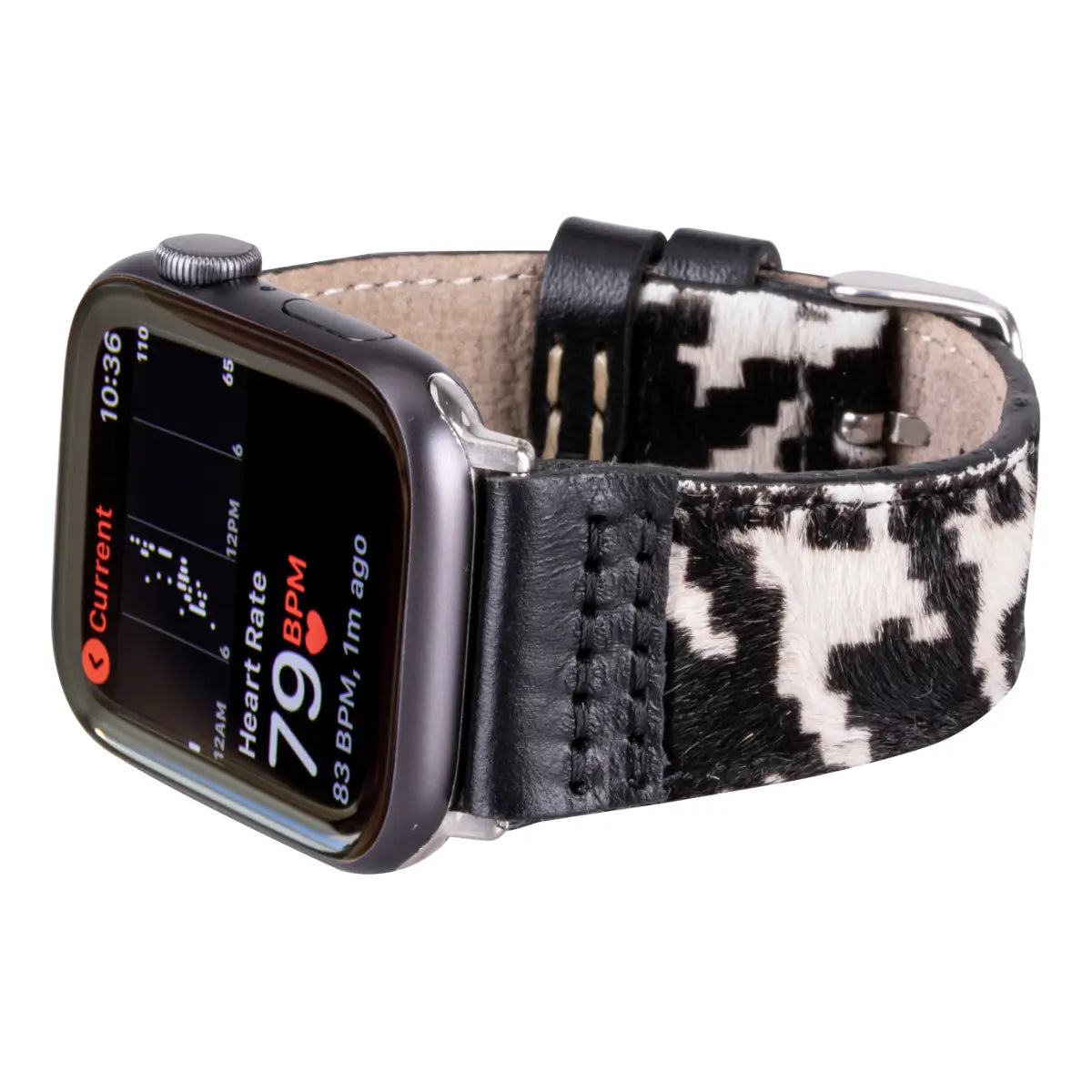Black Leopard Pattern Leather Sport Apple Watch Band