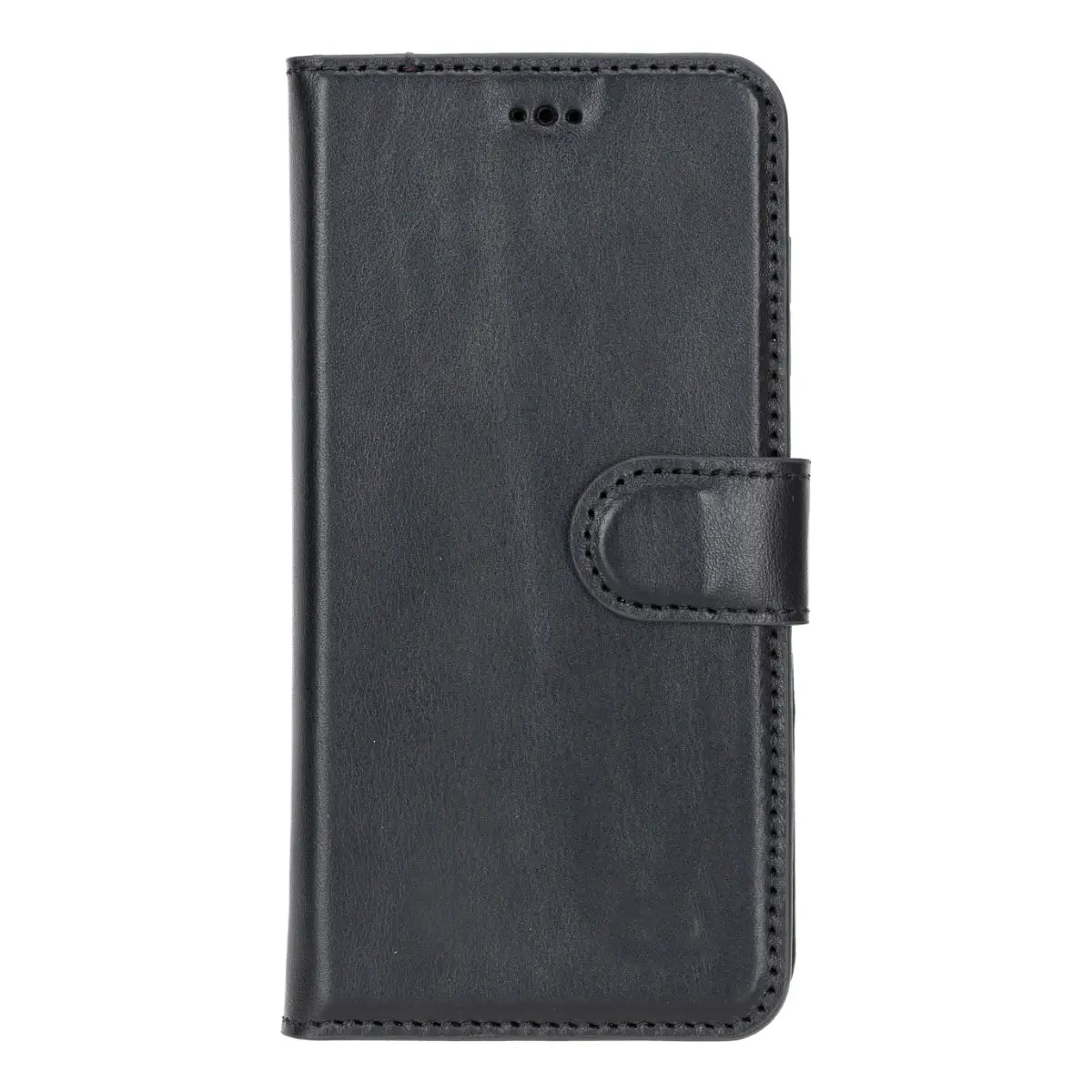 Black Magnetic Leather Wallet Case for Galaxy S25