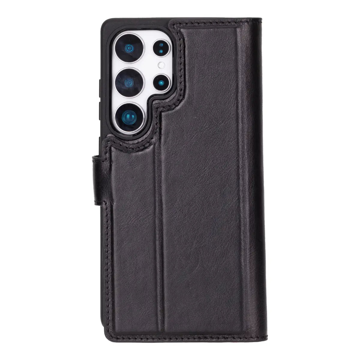 Black Magnetic Leather Wallet Case for Galaxy S25 Ultra