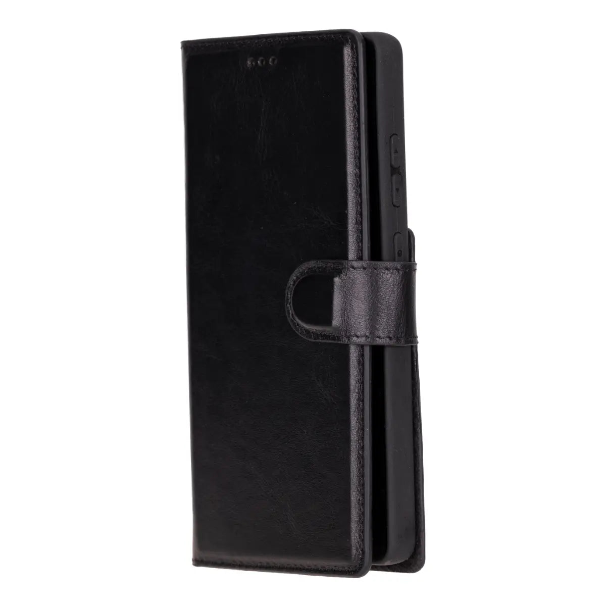 Black Magnetic Leather Wallet Case for Galaxy S25 Ultra