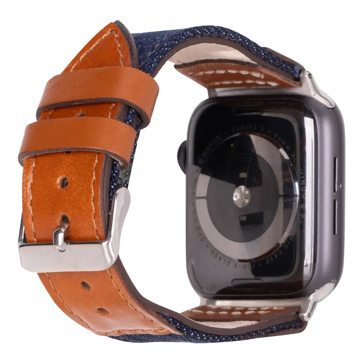 Blue Denim Brown Leather Sport Apple Watch Band