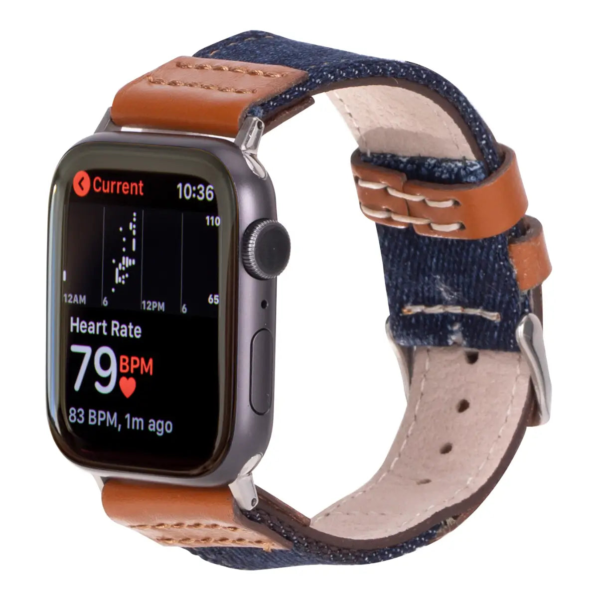Blue Denim Brown Leather Sport Apple Watch Band