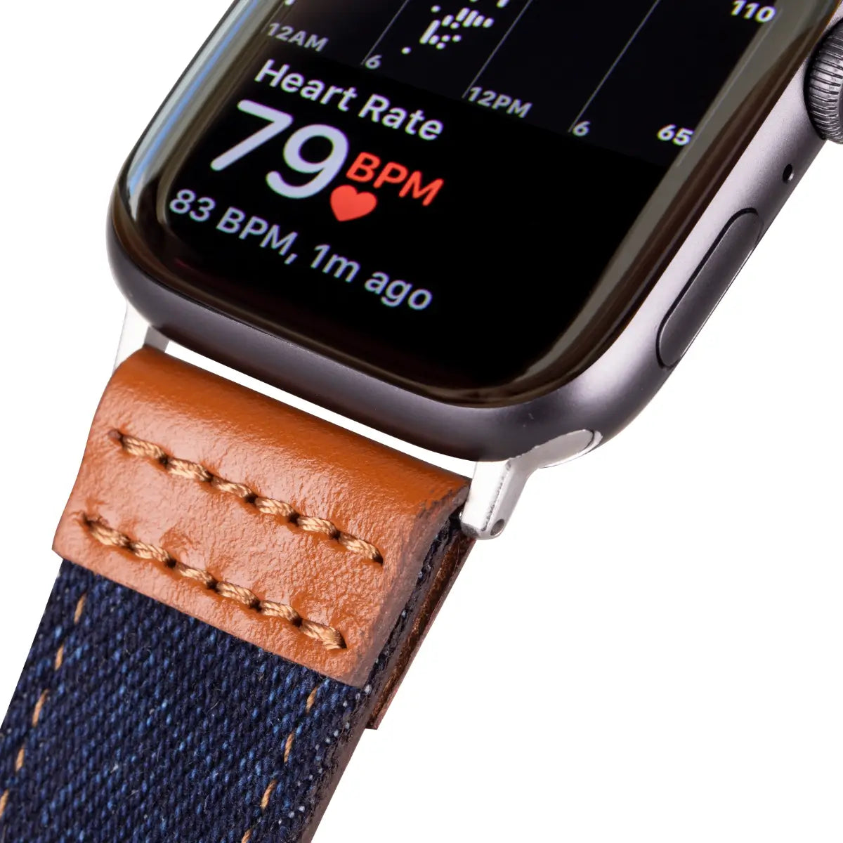 Blue Denim Brown Leather Sport Apple Watch Band