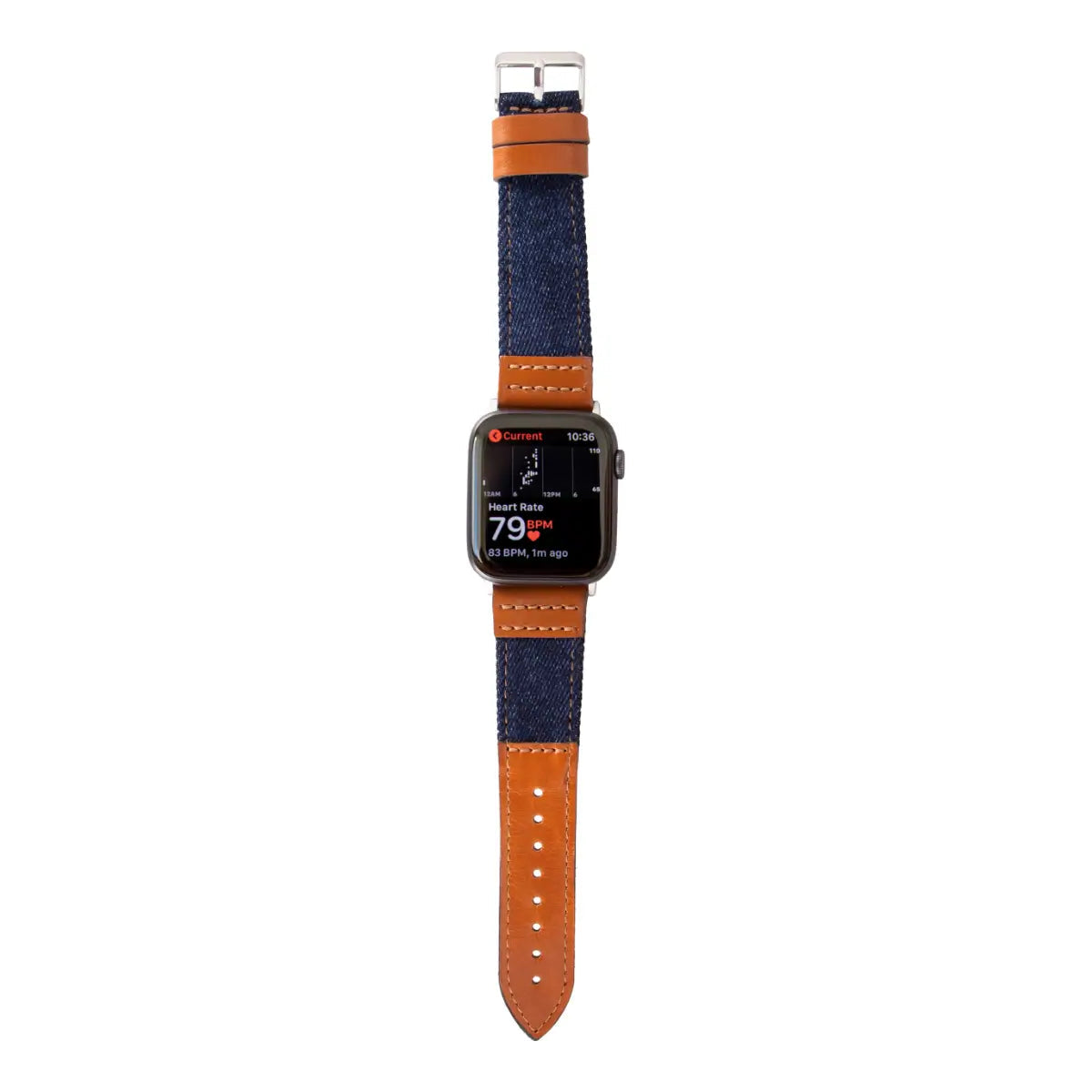 Blue Denim Brown Leather Sport Apple Watch Band
