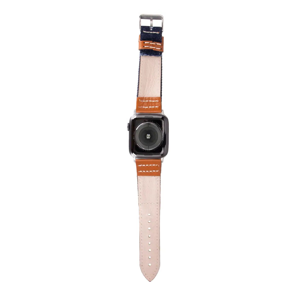 Blue Denim Brown Leather Sport Apple Watch Band