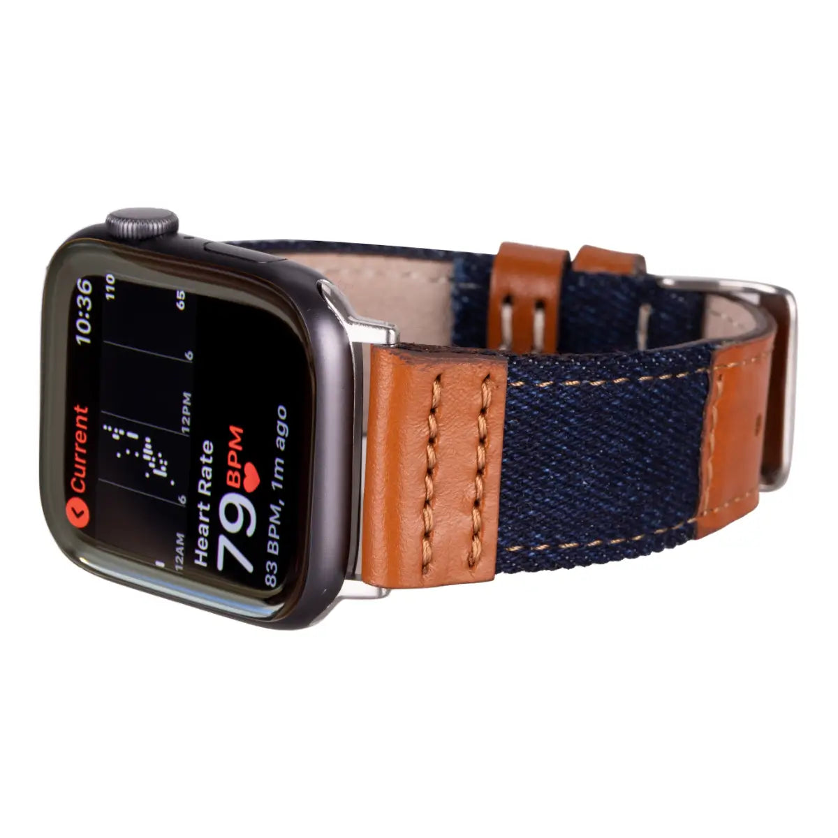 Blue Denim Brown Leather Sport Apple Watch Band