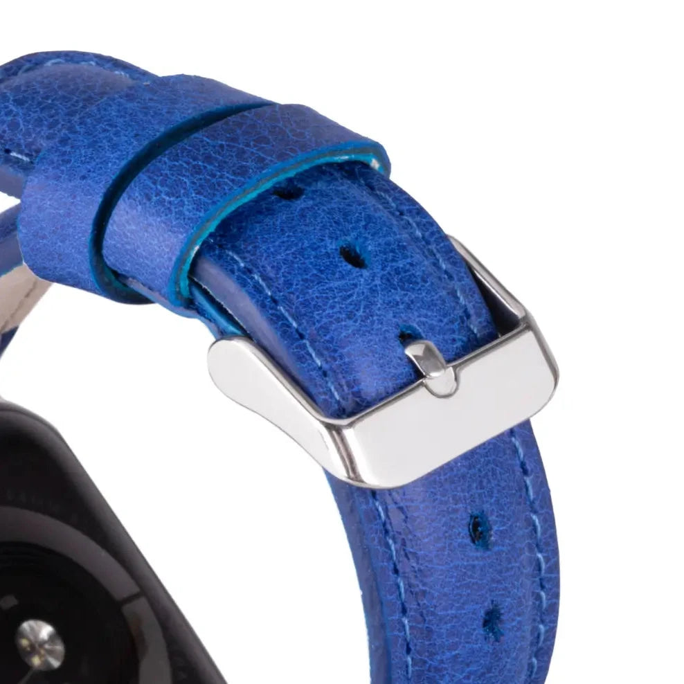 Blue Leather Classic Apple Watch Band