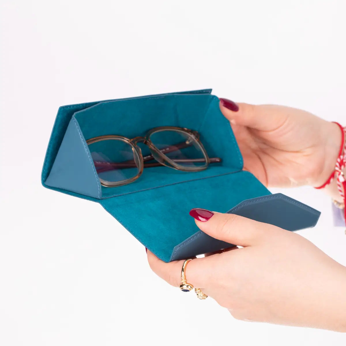 Blue Leather Glasses Case