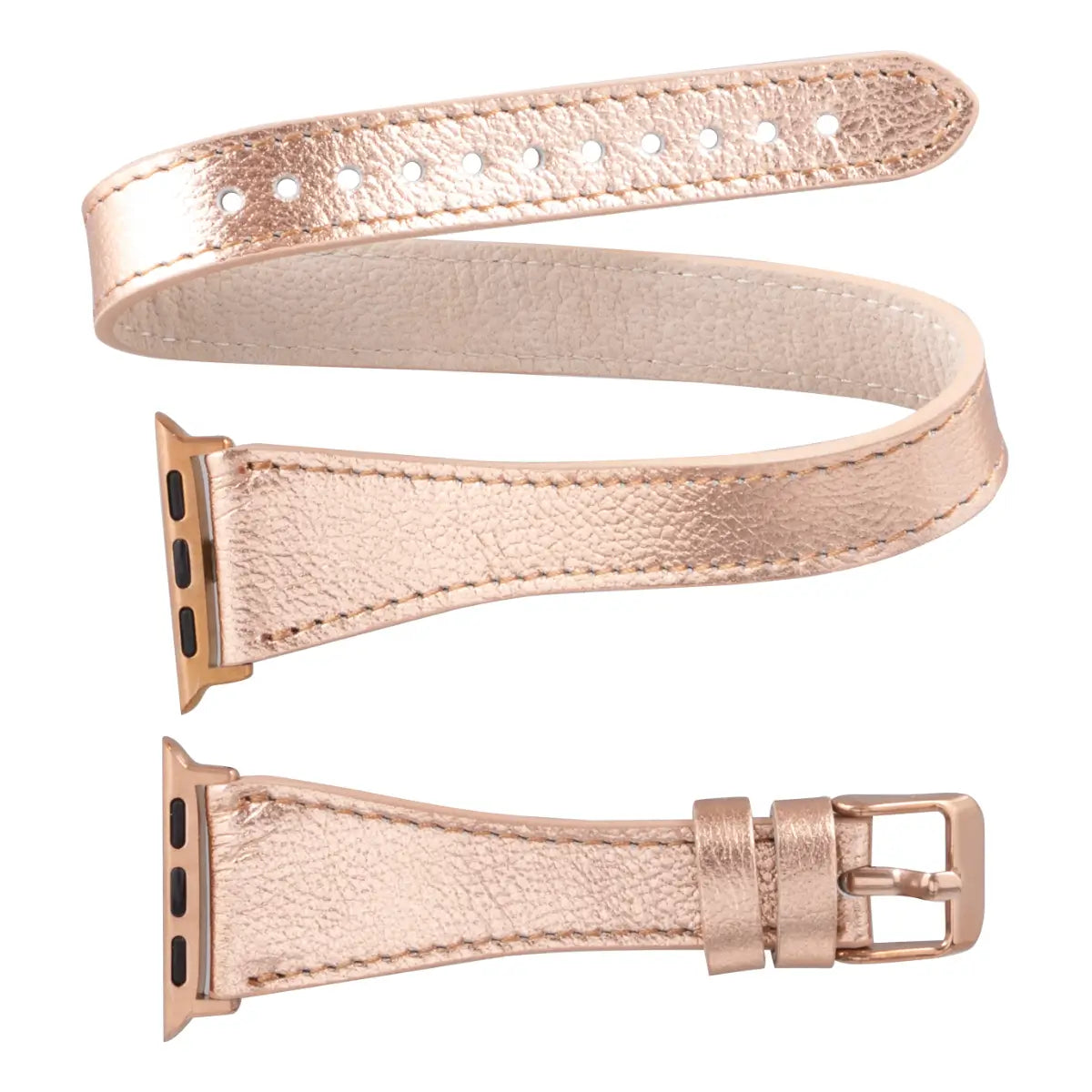 Bronze Leather Double Tour Slim Apple Watch Band