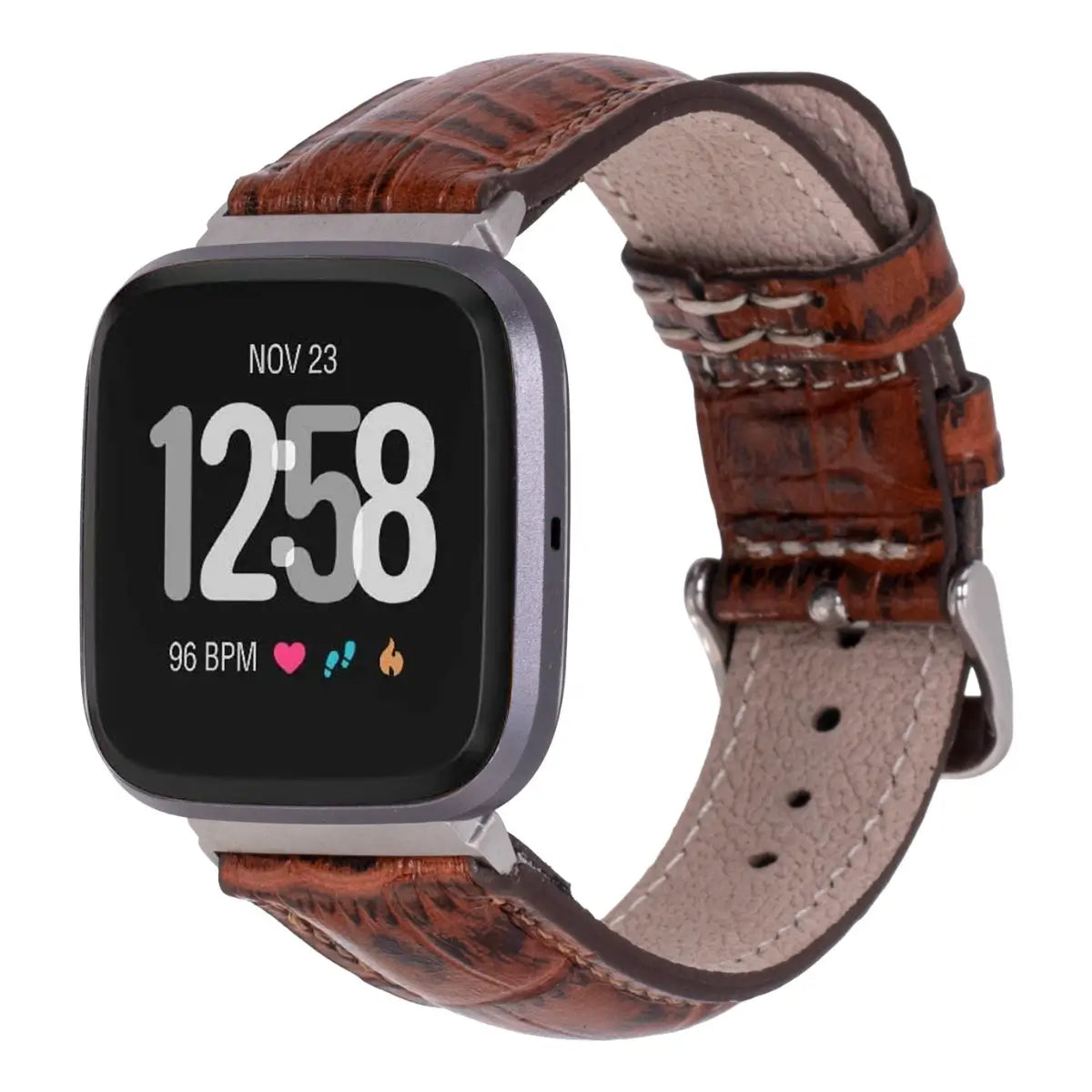 Brown Croco Pattern Leather Fitbit Watch Band