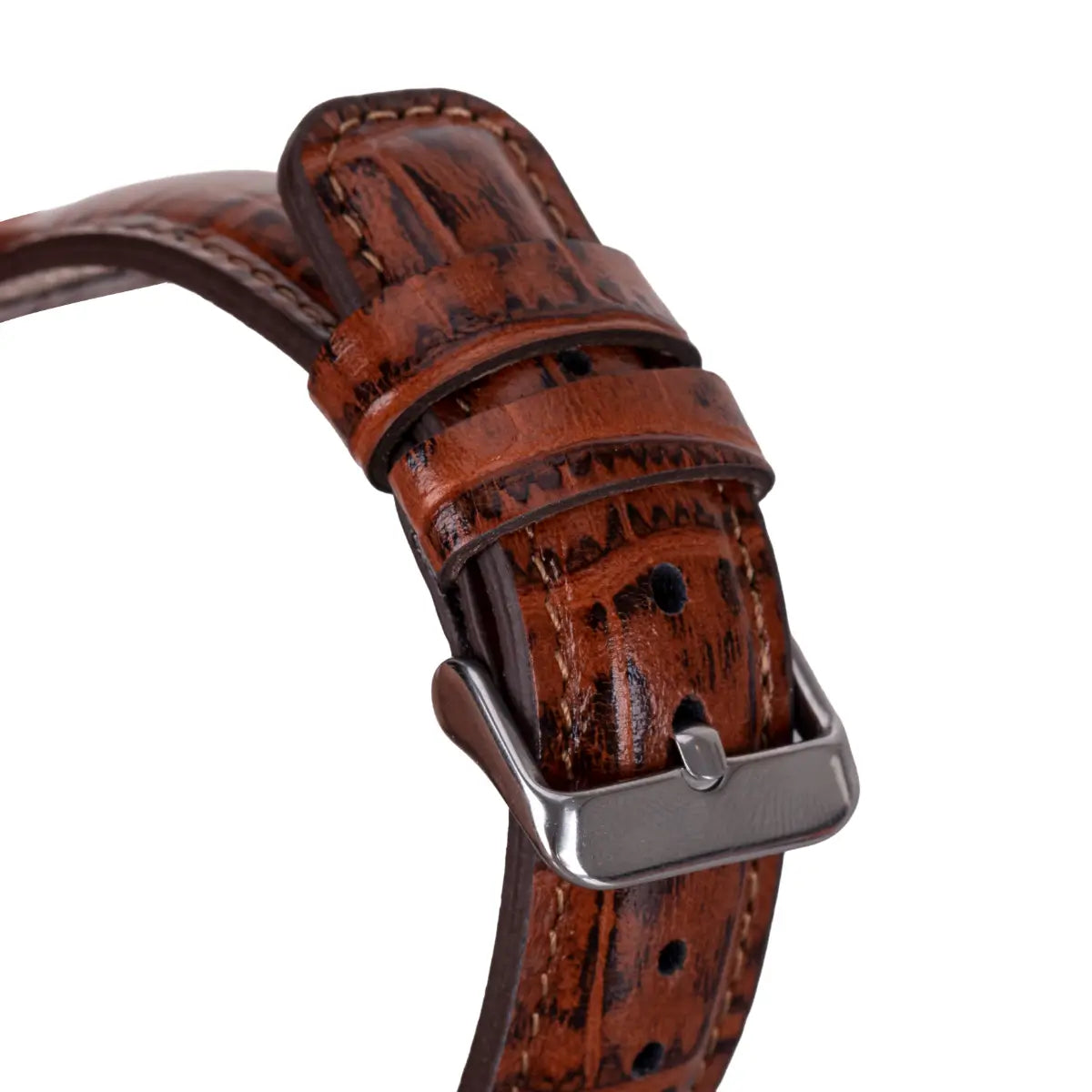 Brown Croco Pattern Leather Fitbit Watch Band