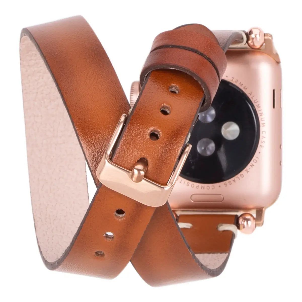 Brown Leather Double Tour Slim Apple Watch Band