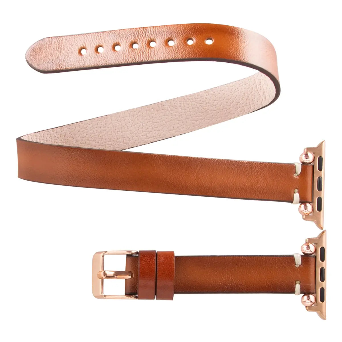 Brown Leather Double Tour Slim Apple Watch Band
