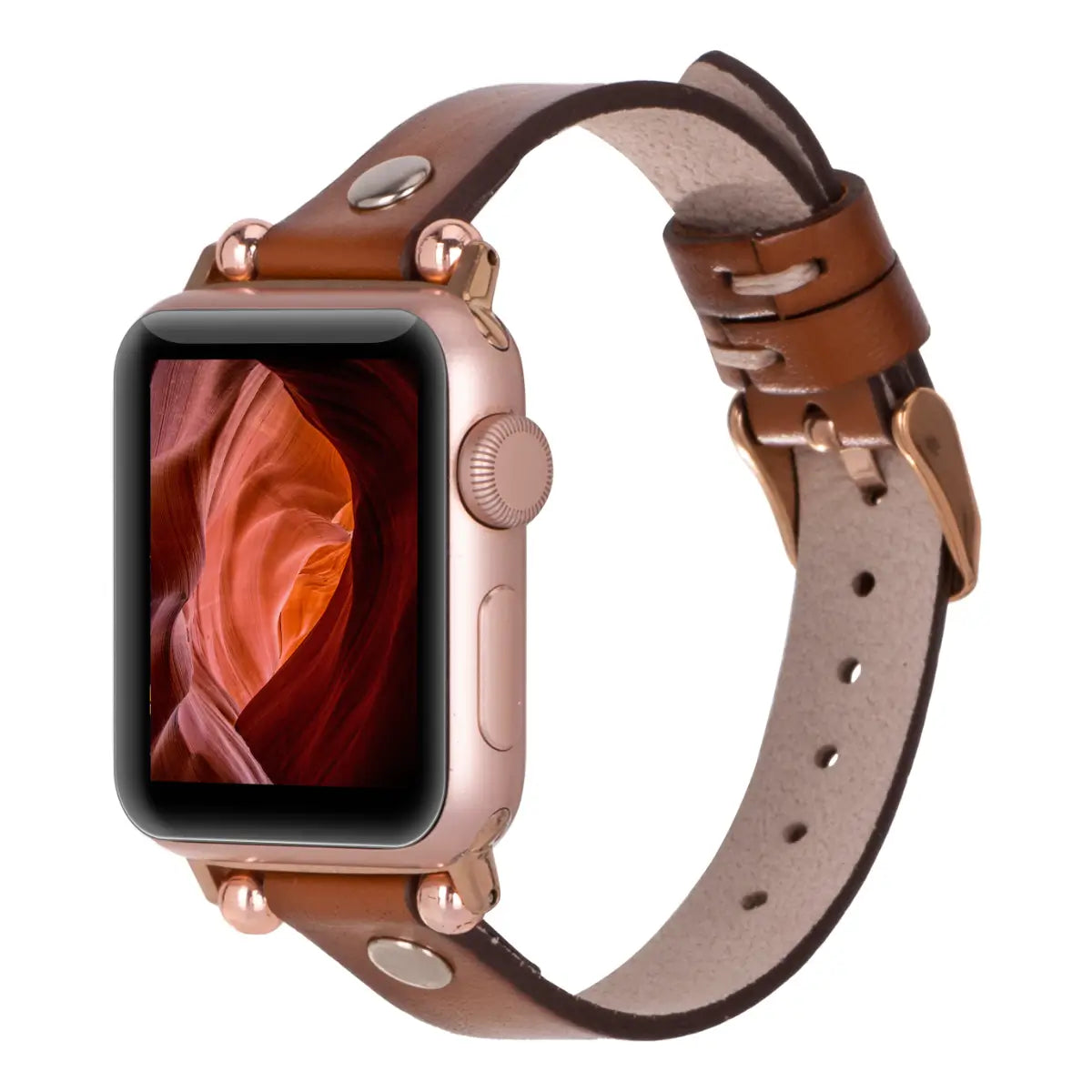 Brown Leather Ultra Slim Apple Watch Band