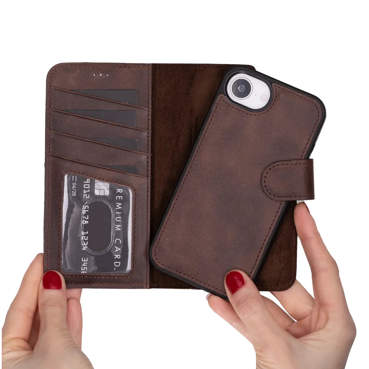 Brown Leather Wallet Case for iPhone 16e – O2 Leather