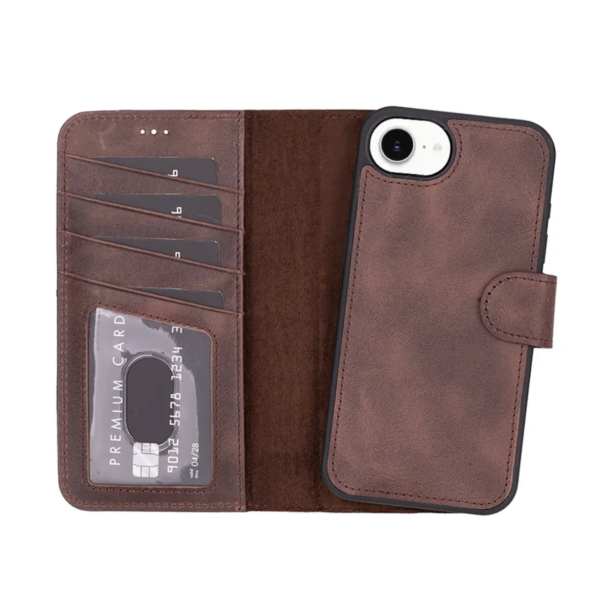 Brown Leather Wallet Case for iPhone 16e – O2 Leather