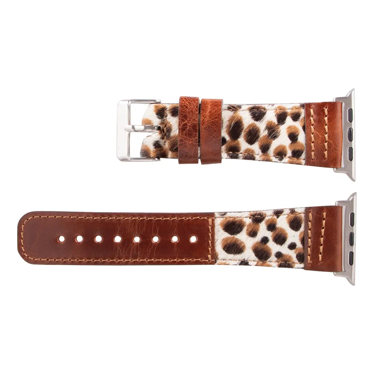 Brown Leopard Pattern Leather Sport Apple Watch Band
