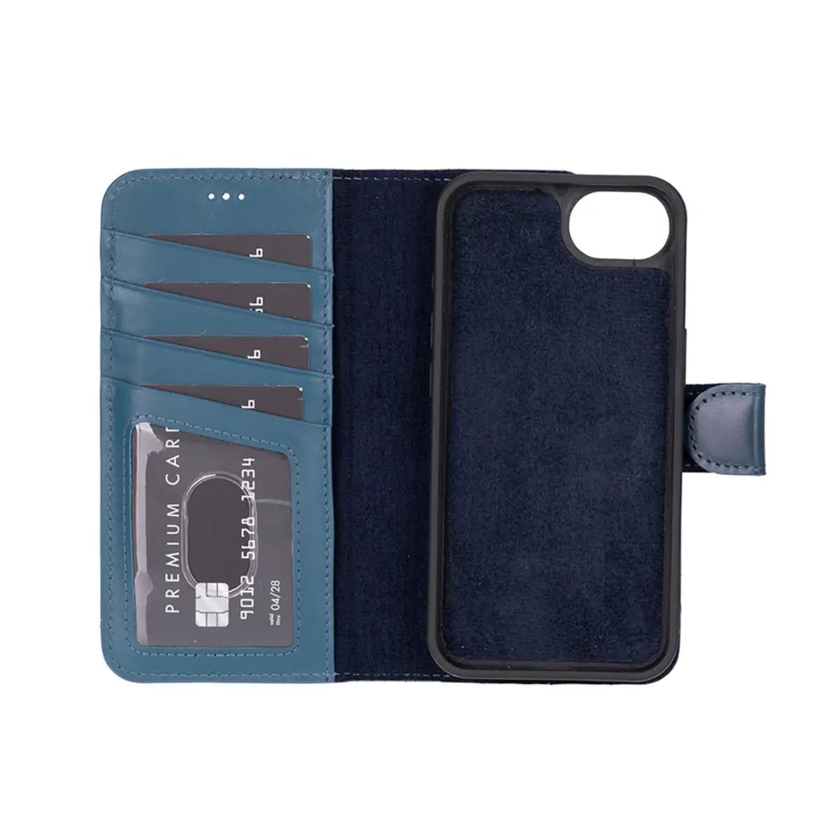 Burnished Blue Leather Wallet Case for iPhone 16e