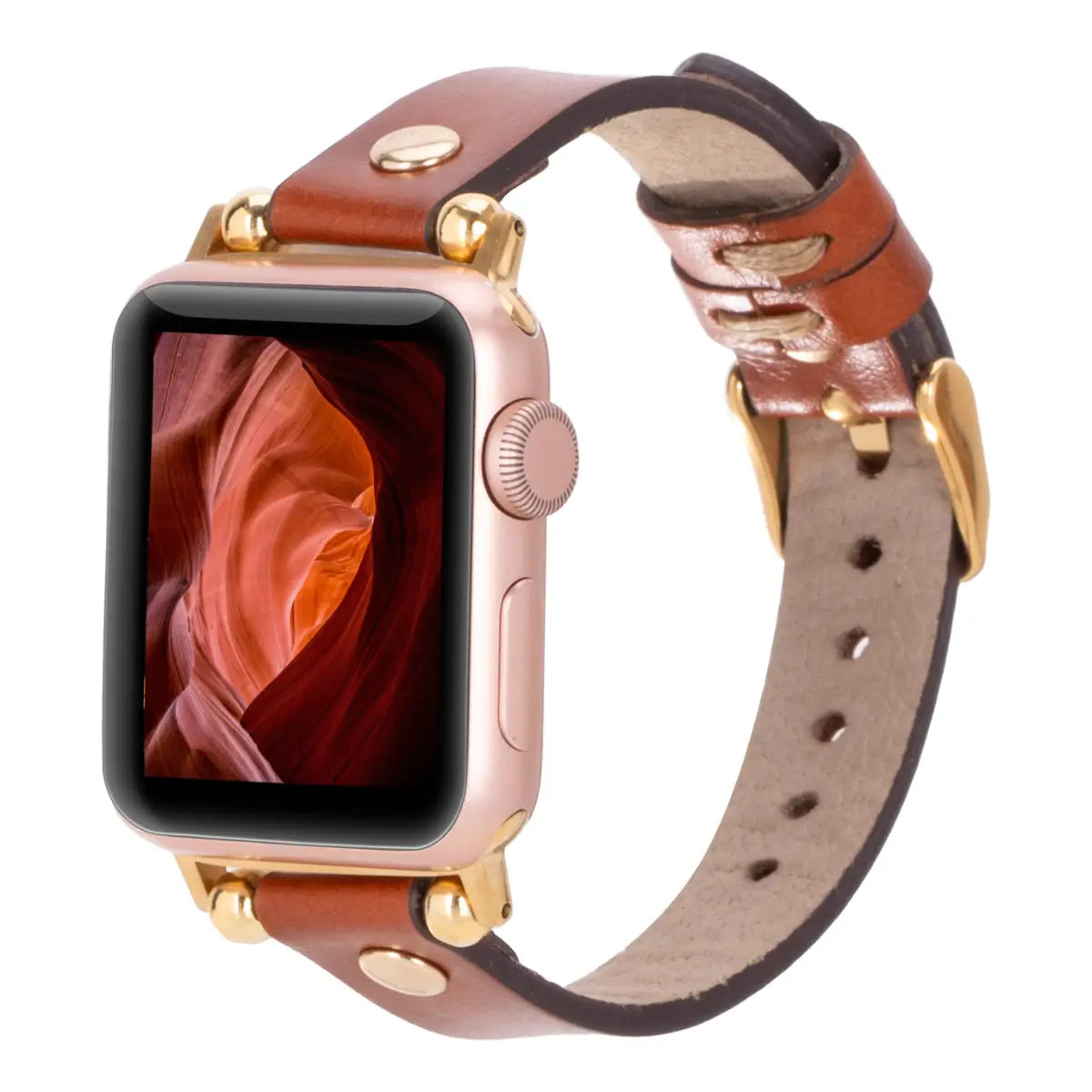 Burnished Brown Leather Ultra Slim Apple Watch Band