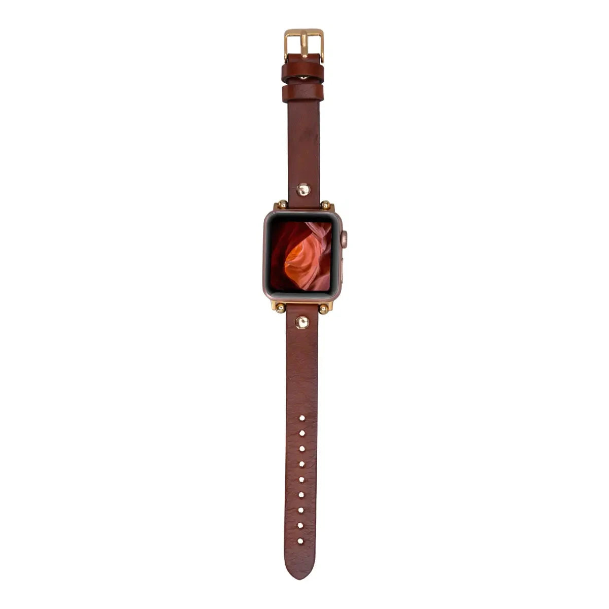 Burnished Brown Leather Ultra Slim Apple Watch Band