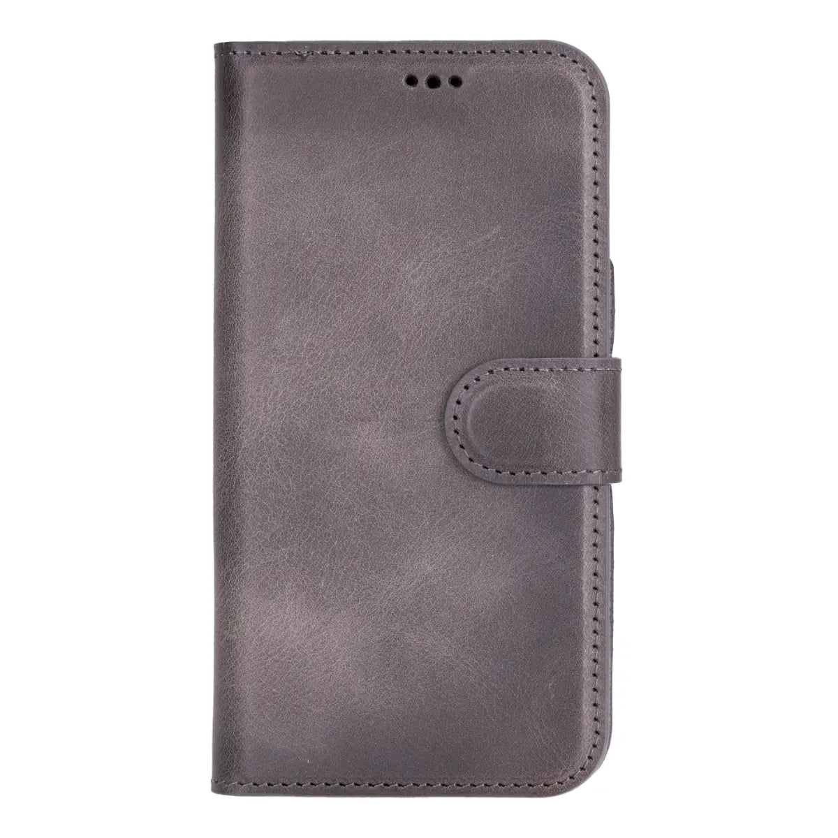 Burnished Gray Leather Wallet Case for iPhone 16