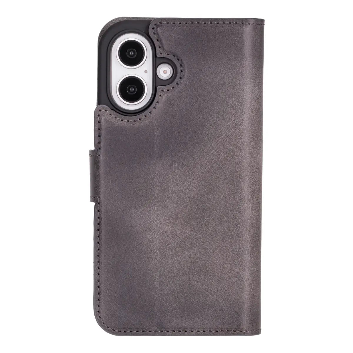 Burnished Gray Leather Wallet Case for iPhone 16