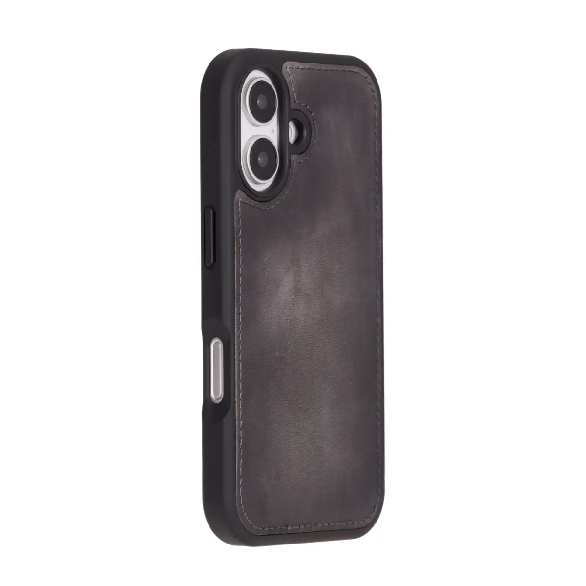 Burnished Gray Leather Wallet Case for iPhone 16