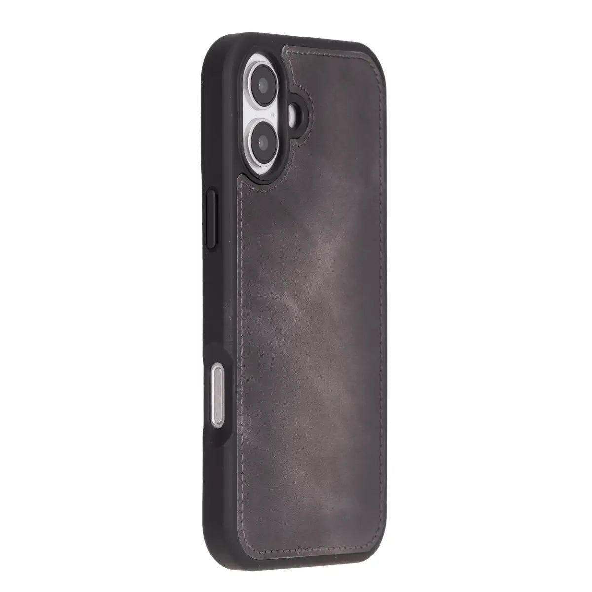 Burnished Gray Leather Wallet Case for iPhone 16 Plus