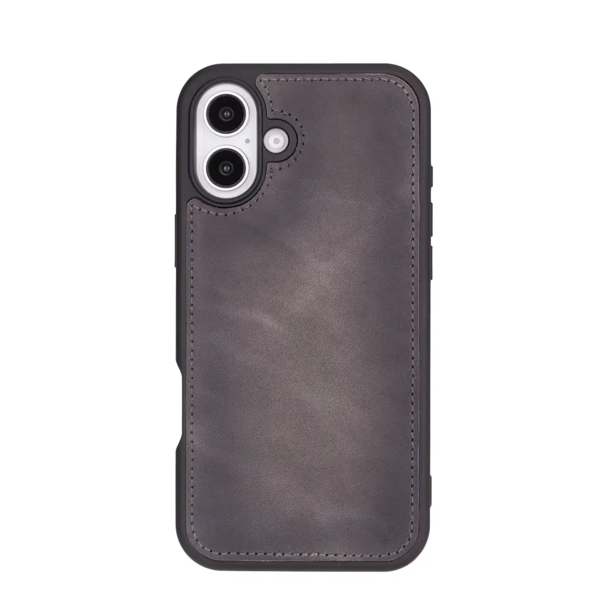 Burnished Gray Leather Wallet Case for iPhone 16 Plus
