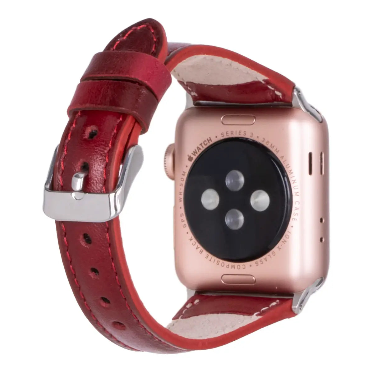 Burnished Red Leather Slim Apple Watch Band