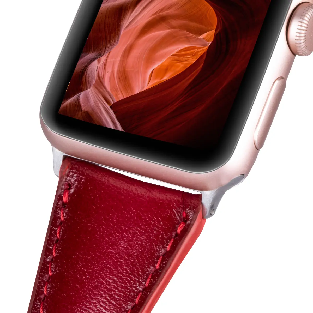 Burnished Red Leather Slim Apple Watch Band