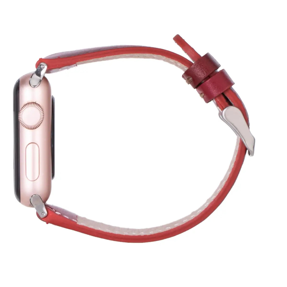 Burnished Red Leather Slim Apple Watch Band
