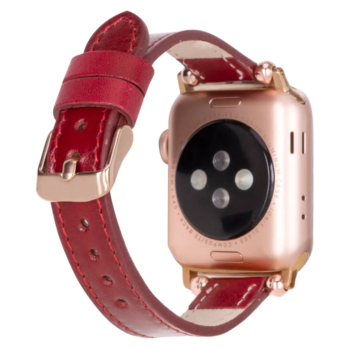 Burnished Red Leather Ultra Slim Apple Watch Band