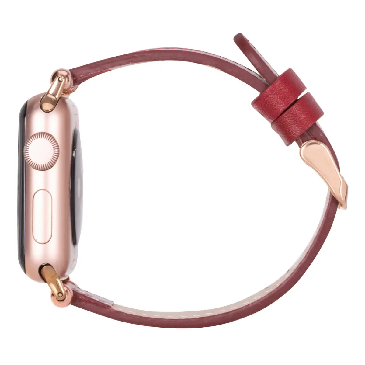 Burnished Red Leather Ultra Slim Apple Watch Band