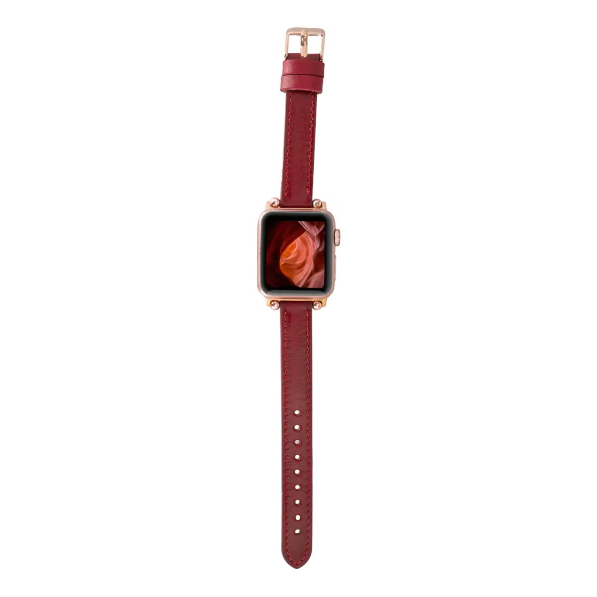 Burnished Red Leather Ultra Slim Apple Watch Band