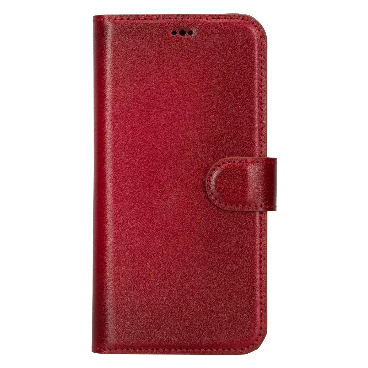 Burnished Red Leather Wallet Case for iPhone 15 Plus