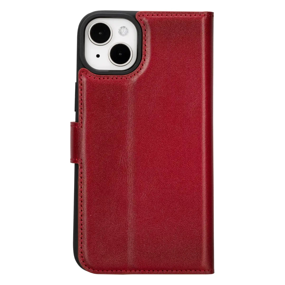 Burnished Red Leather Wallet Case for iPhone 15 Plus