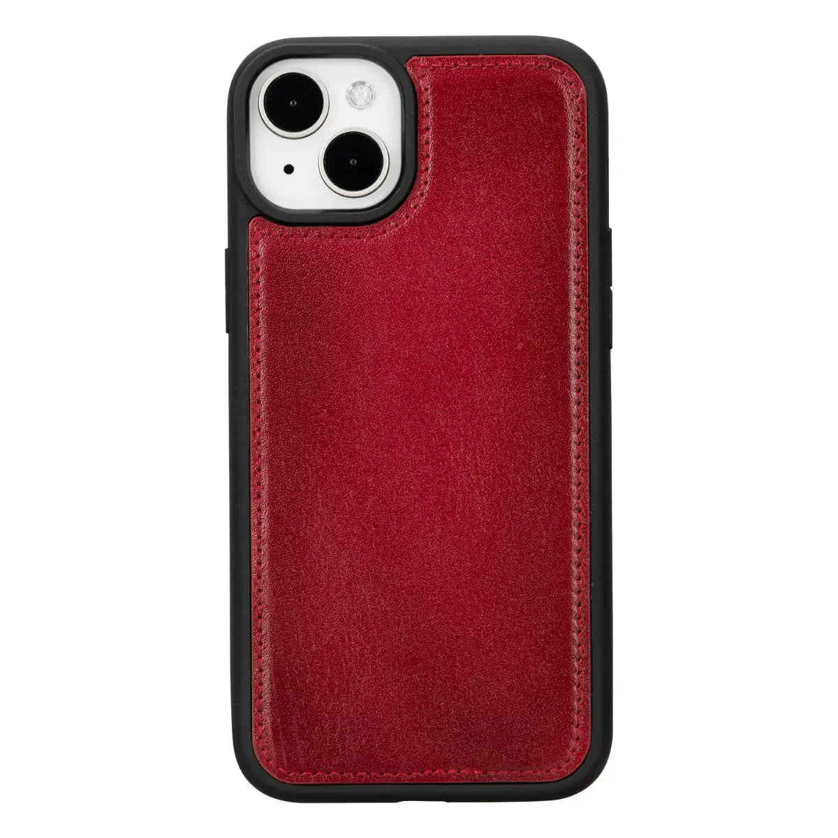 Burnished Red Leather Wallet Case for iPhone 15 Plus