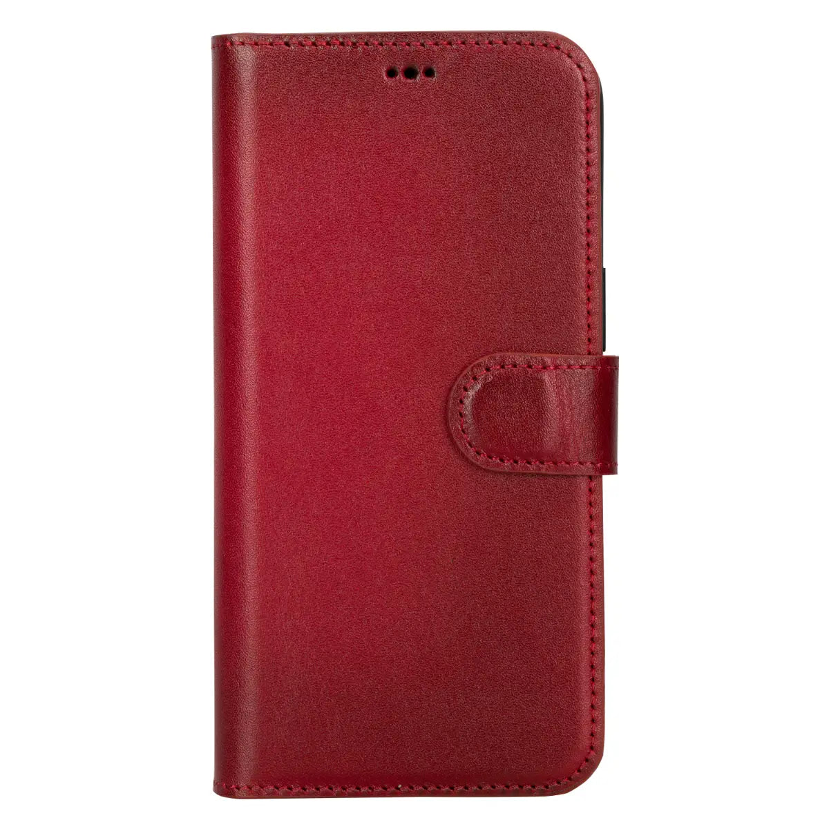 Burnished Red Leather Wallet Case for iPhone 15 Pro Max