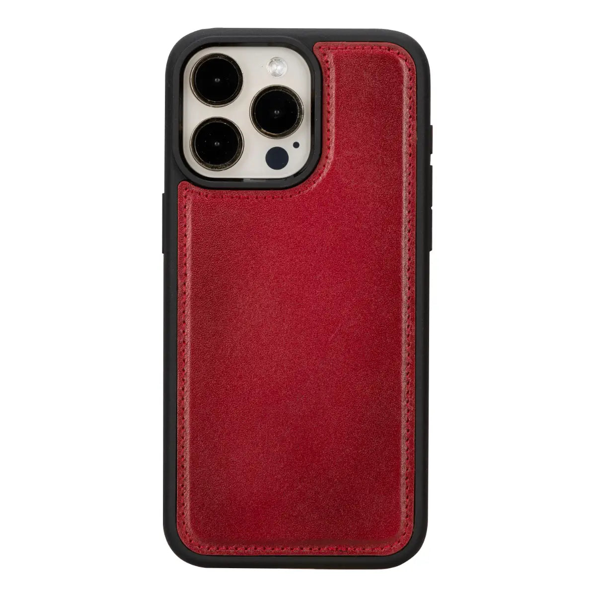 Burnished Red Leather Wallet Case for iPhone 15 Pro Max