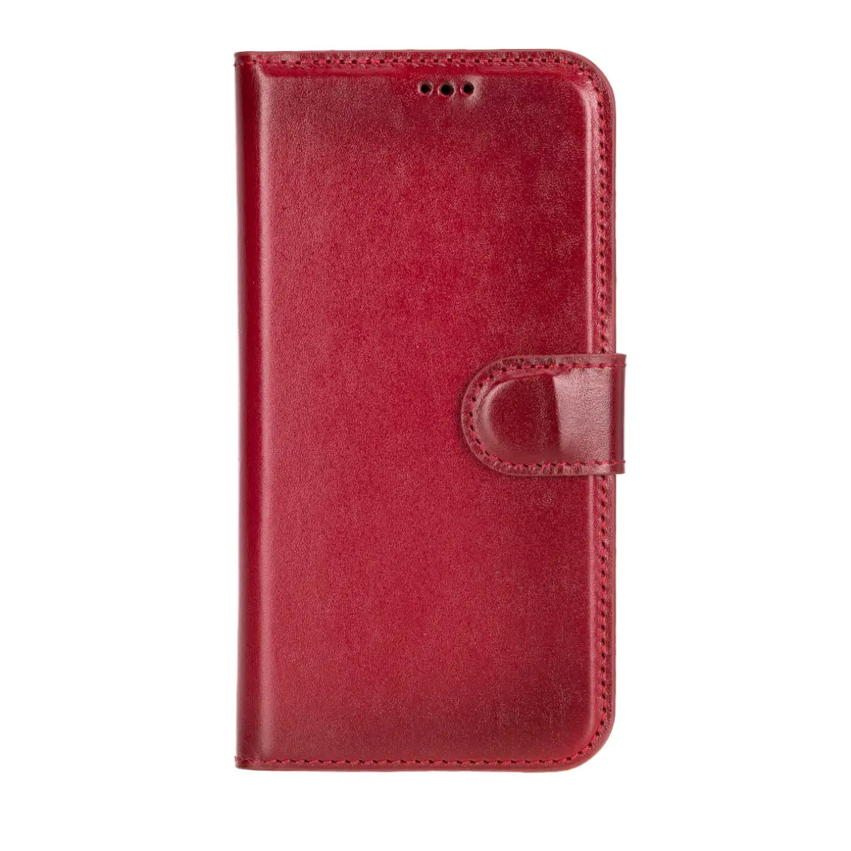 Burnished Red Leather Wallet Case for iPhone 16