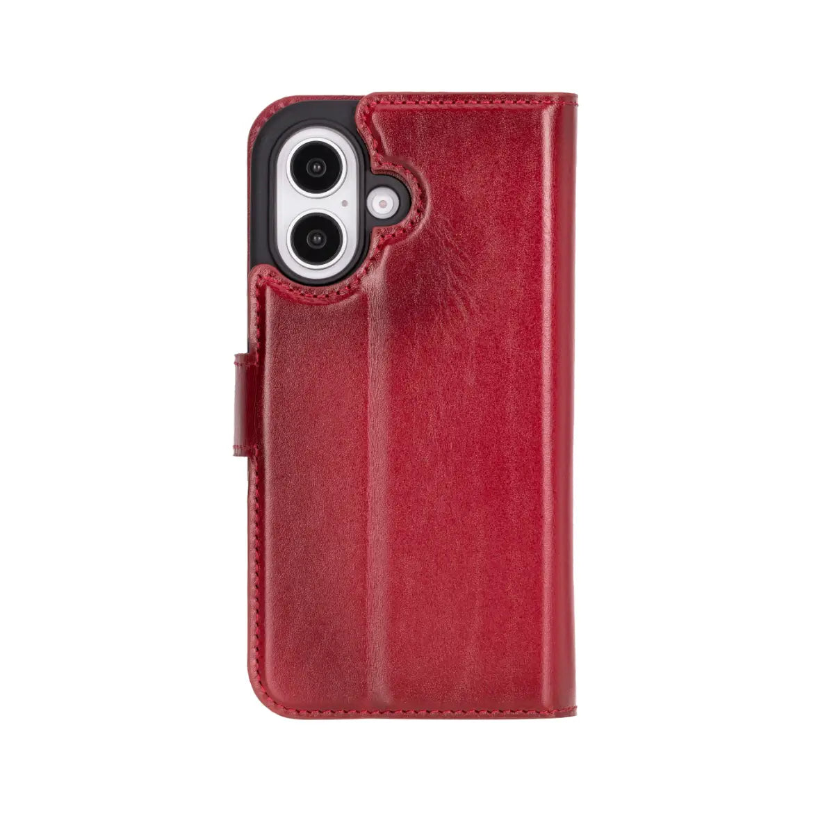 Burnished Red Leather Wallet Case for iPhone 16