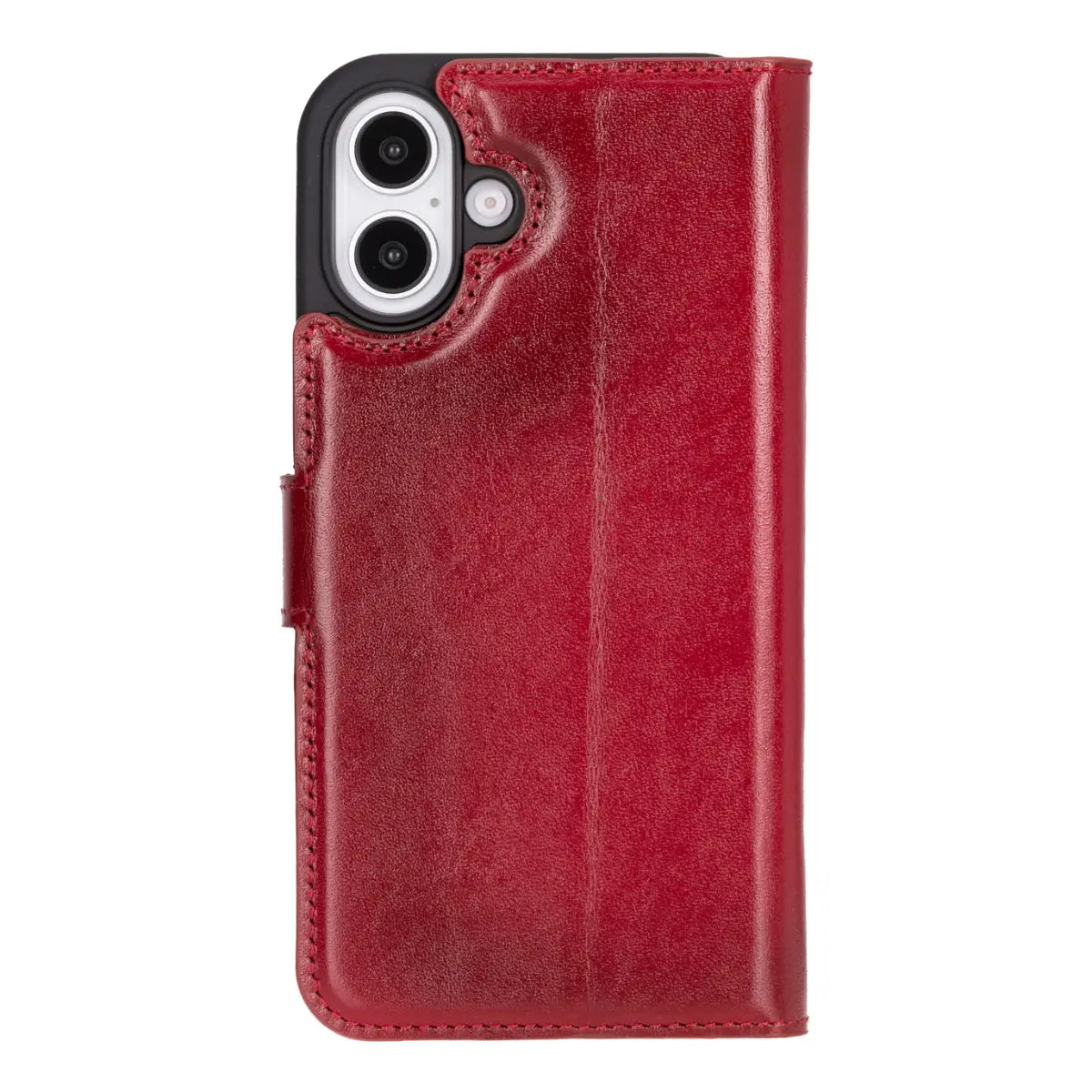 Burnished Red Leather Wallet Case for iPhone 16 Plus