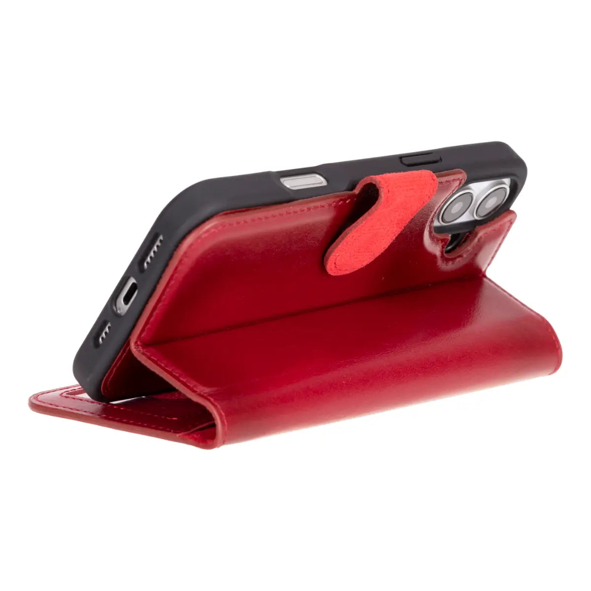 Burnished Red Leather Wallet Case for iPhone 16 Plus