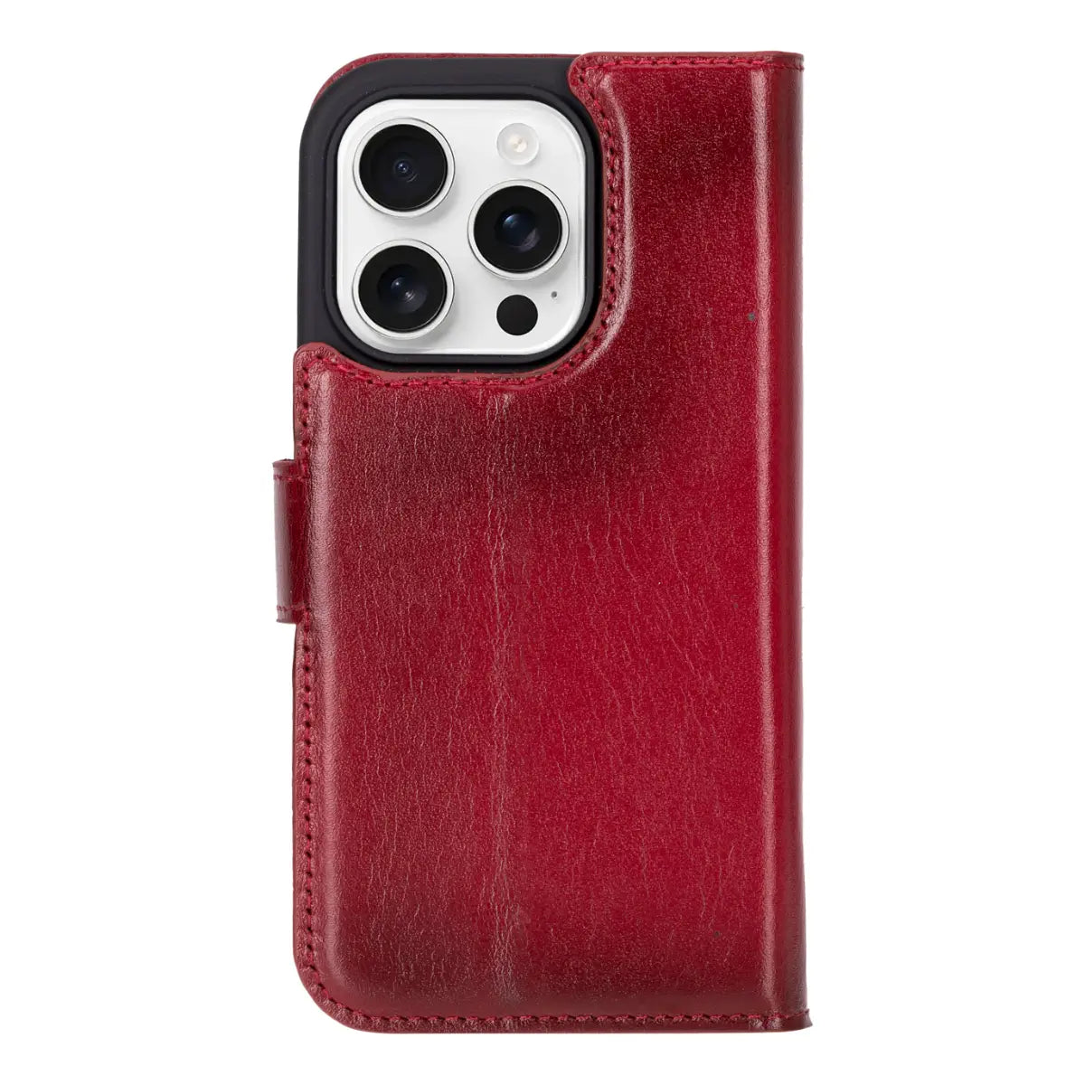 Burnished Red Leather Wallet Case for iPhone 16 Pro