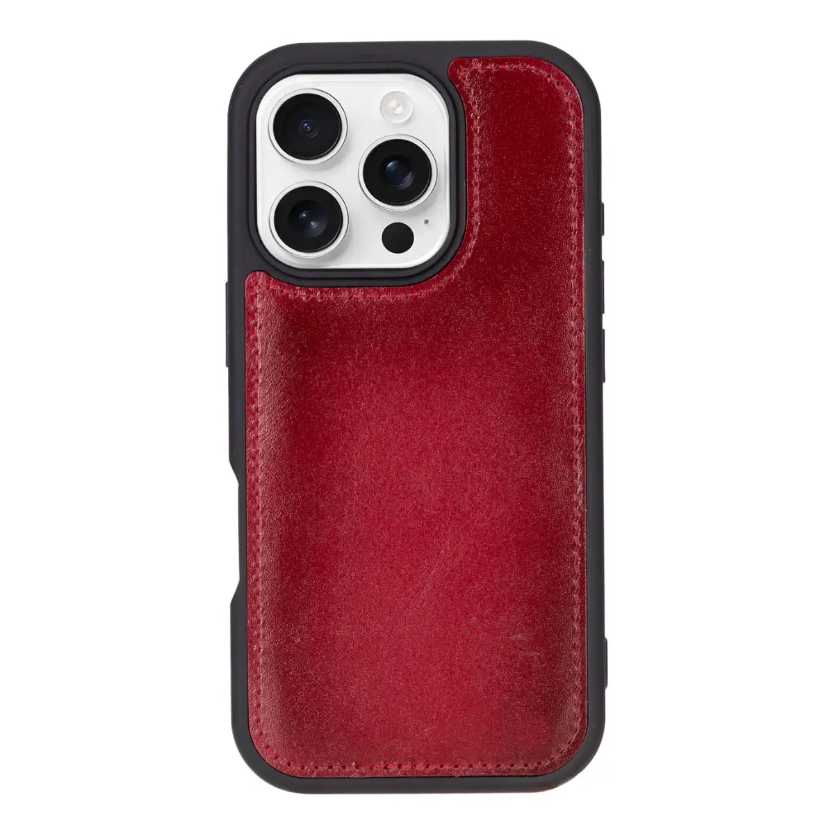 Burnished Red Leather Wallet Case for iPhone 16 Pro